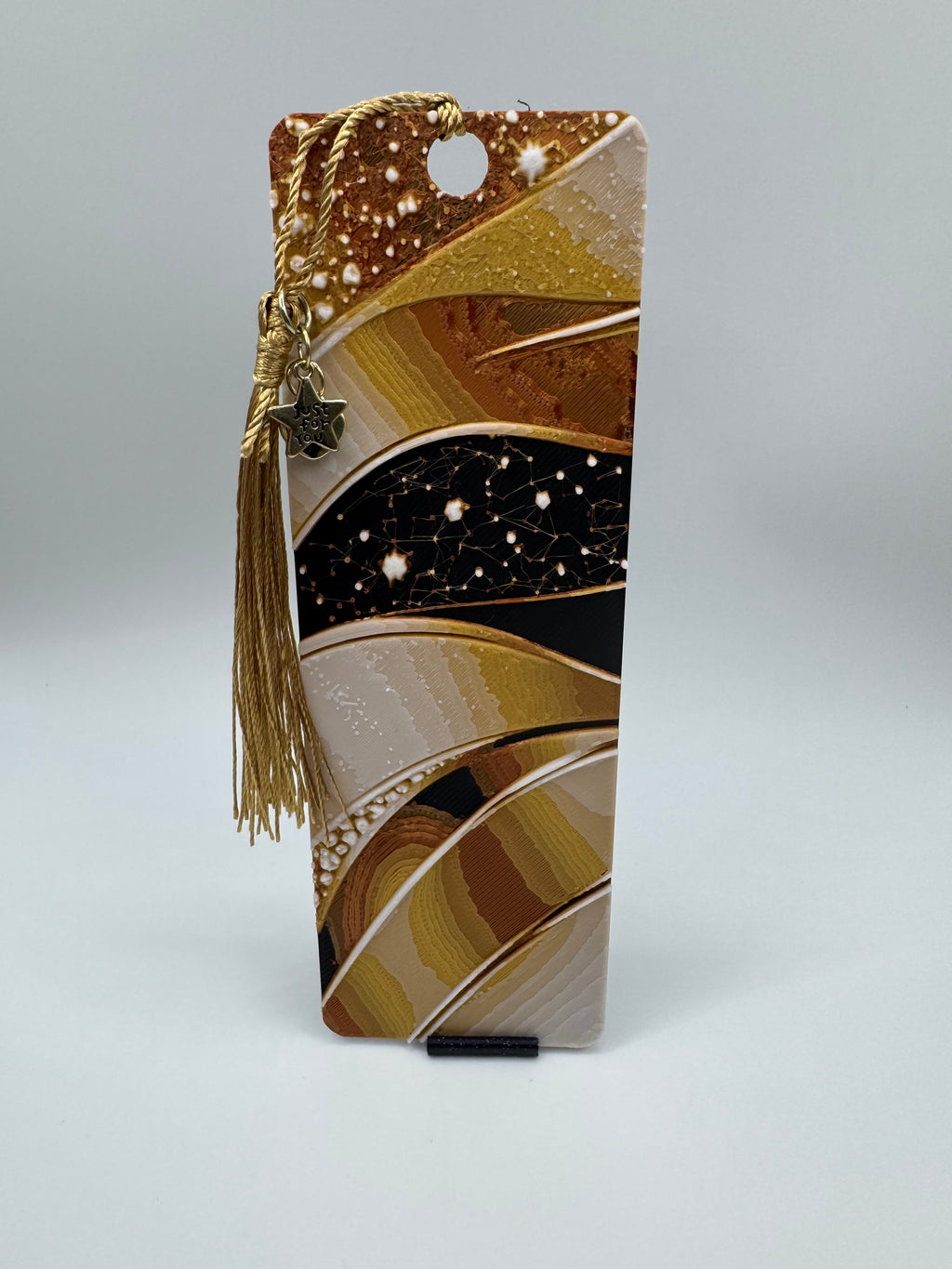 Gold and Black Random Pattern Hueforge Book Mark