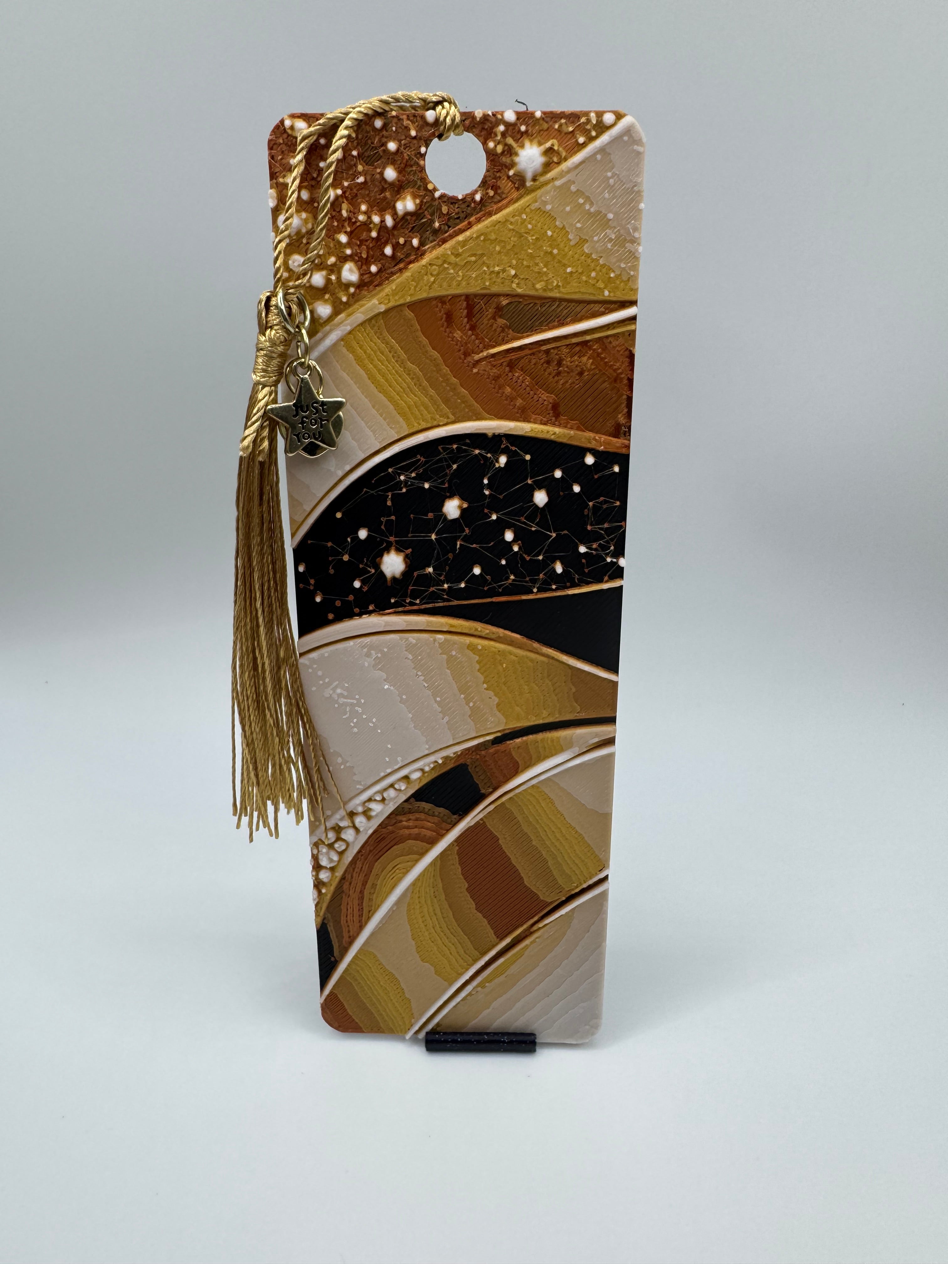 Gold and Black Random Pattern Hueforge Book Mark