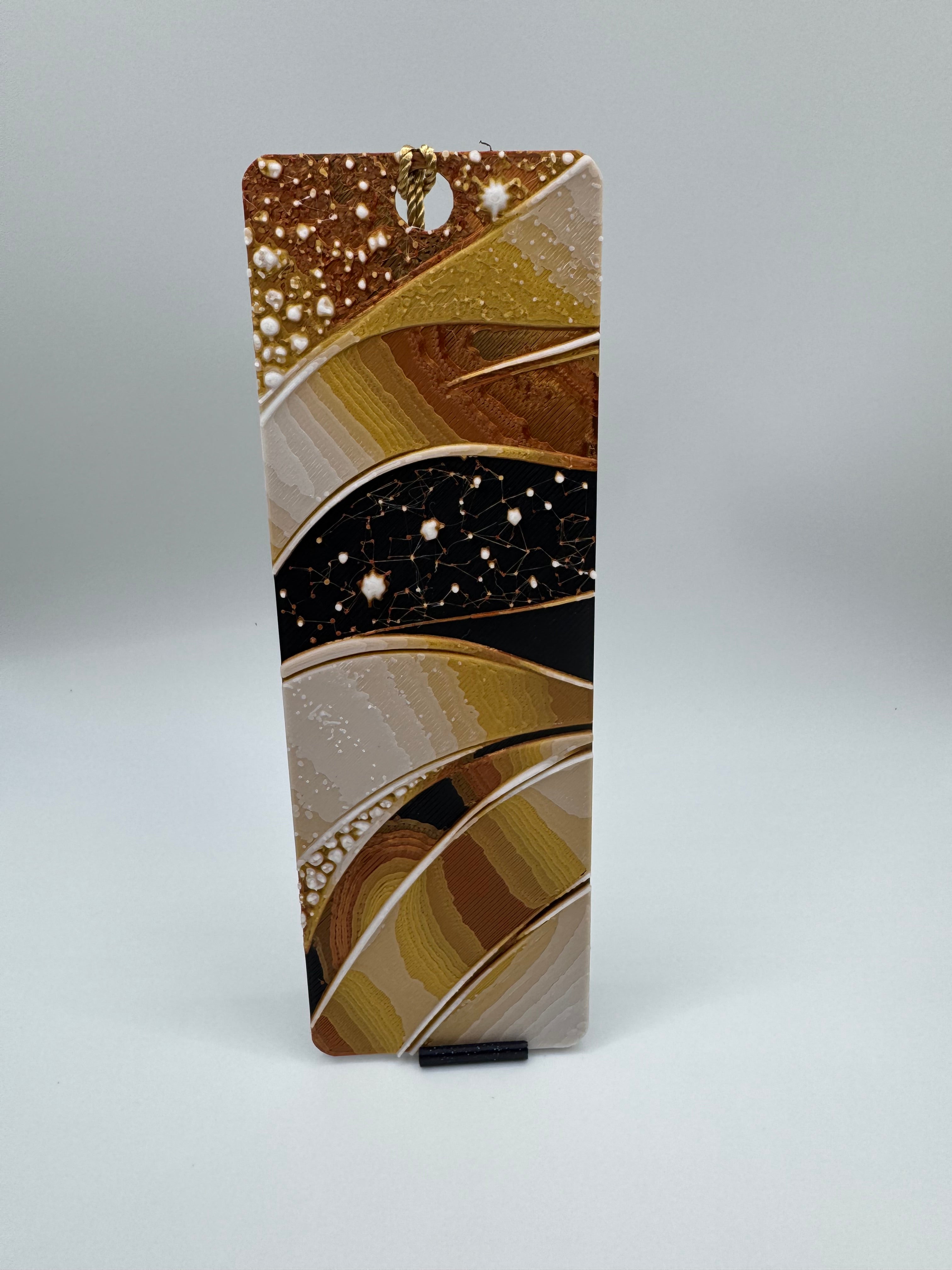 Gold and Black Random Pattern Hueforge Book Mark