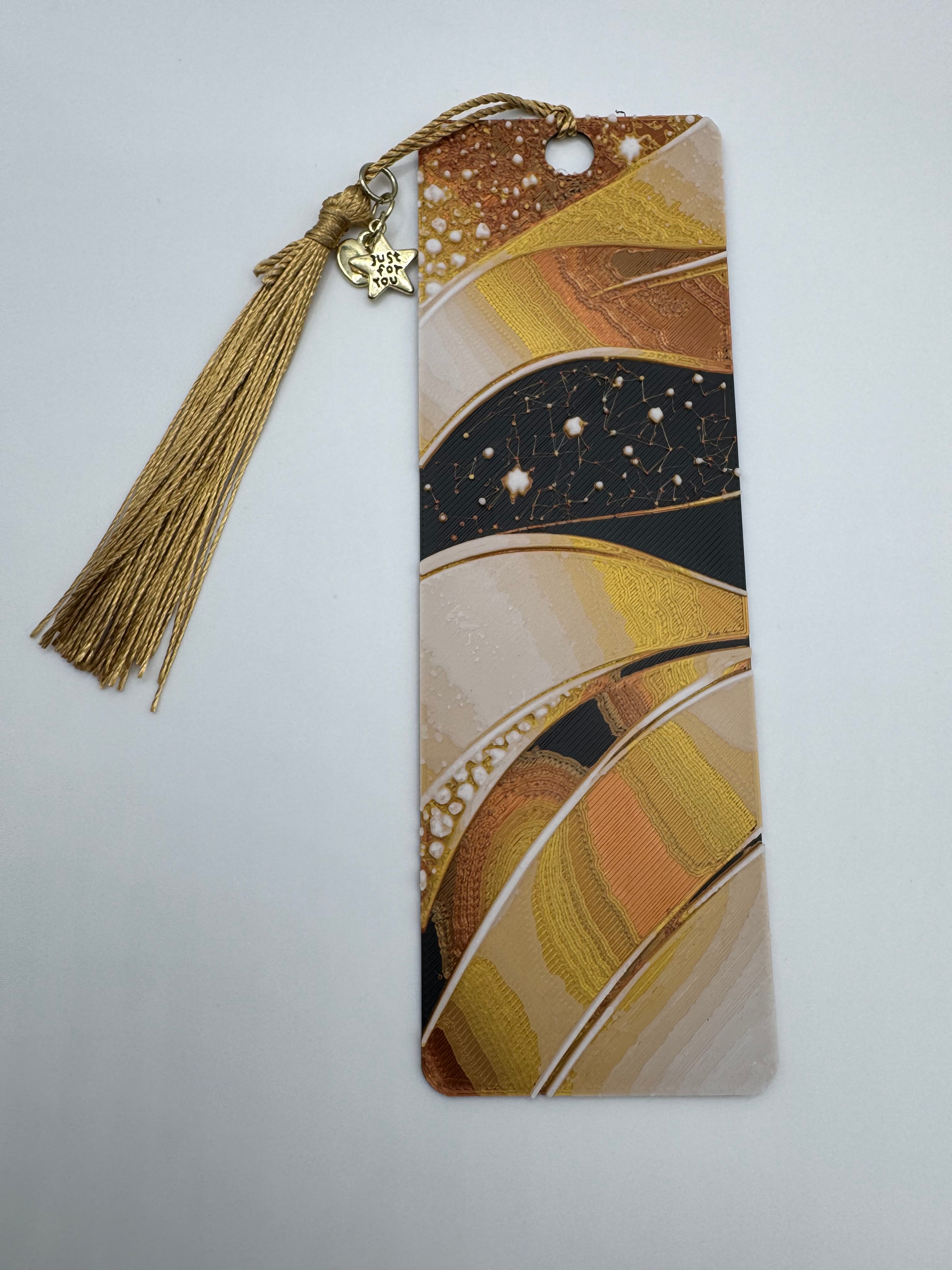 Gold and Black Random Pattern Hueforge Book Mark