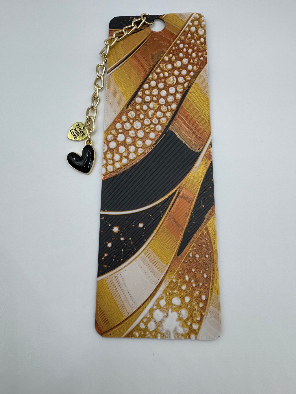 Gold and Black Random Pattern Hueforge Book Mark